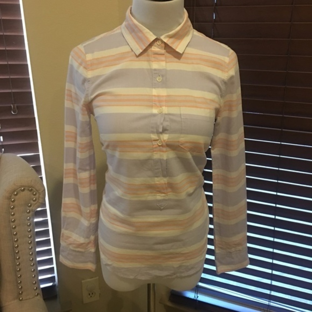 Jcrew purple orange white stripped shirt